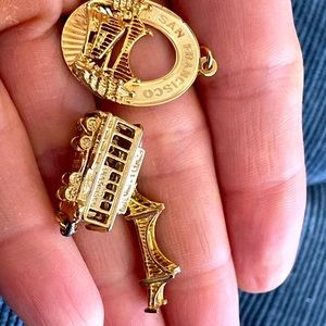 12k gold San Francisco charms: Golden Gate Bridge, Trolley. 3 in total.